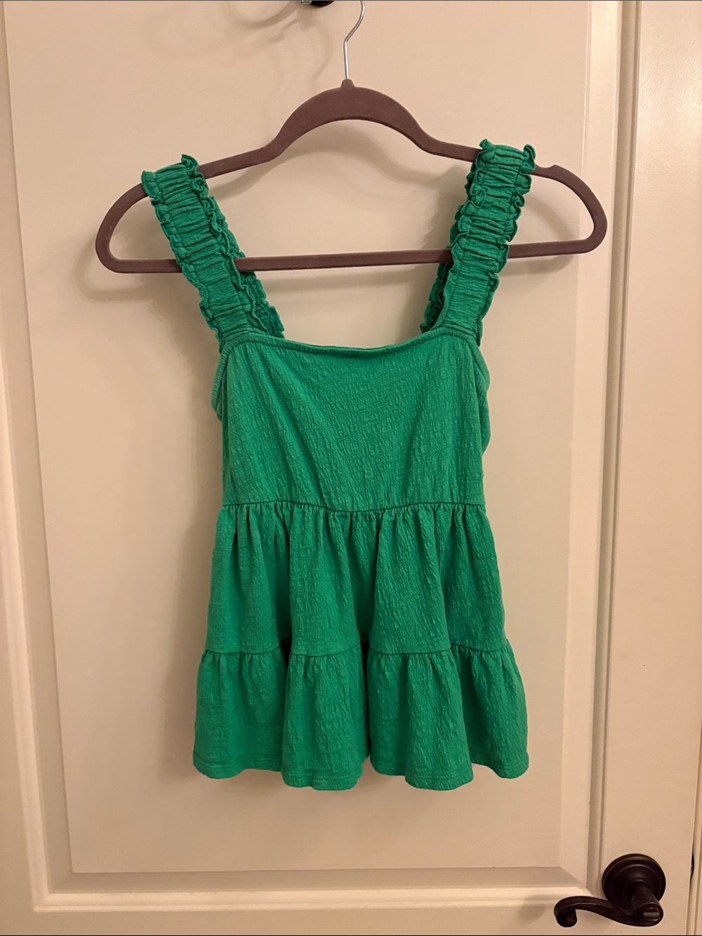 Altar'd State Green Ruffled Strap Tiered Tank